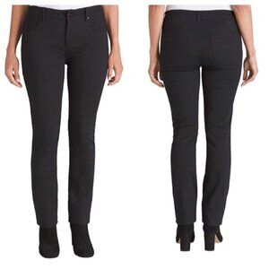 Chico’s So Slimming Slim Jean Black Denim Straight Leg with Stretch 2.5 Short